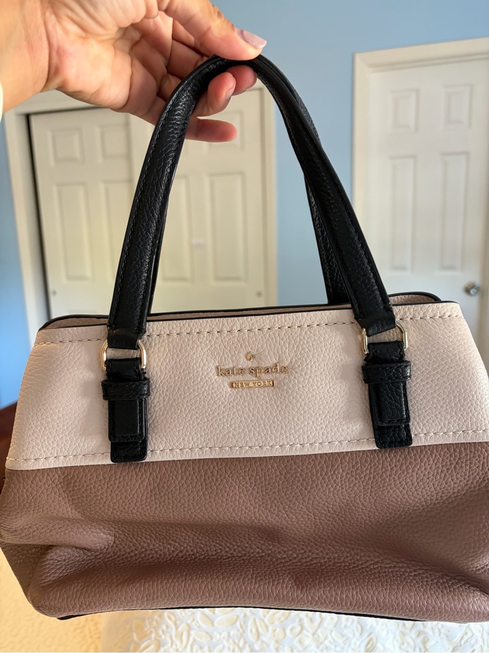 kate spade Cream, Taupe & Black Leather Satchel
